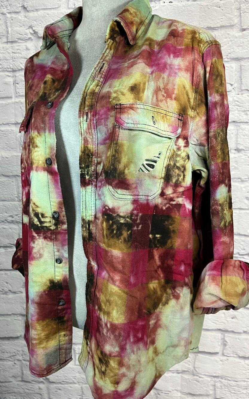 Reworked/upcycled flannel shirt- SKU B1559